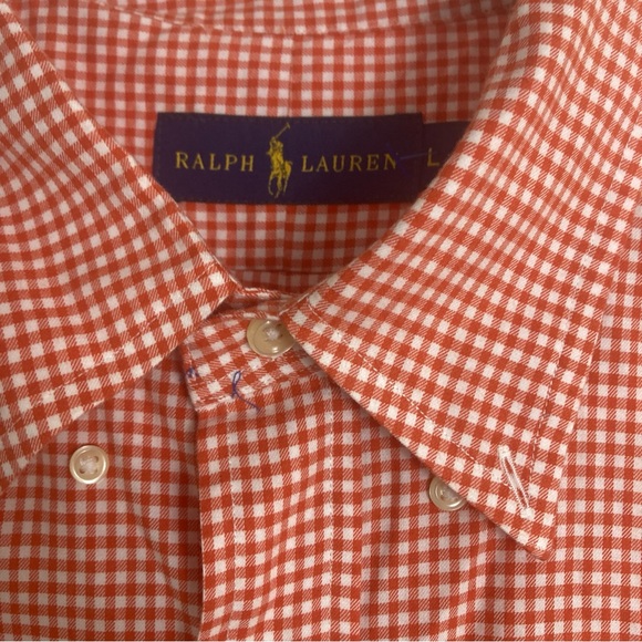 RALPH LAUREN Mens CLASSIC FIT  Red Gingham Button Down Shirt L Plaid - Picture 13 of 14